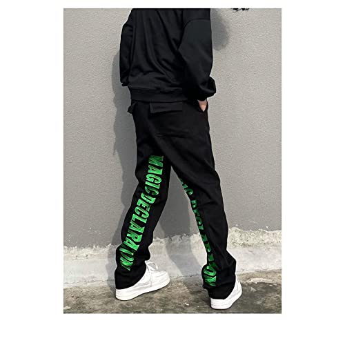 Gothic Letter Embroidered Jeans, Street Harajuku Printed Loose Hip-hop Straight Tube Men's Trousers2