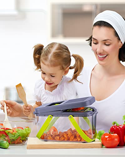 Foto von 22 in 1Gemüseschneider,Obstschneider, Gemüseschneider, Zwiebelschneider, Zerkleinerer, Gemüsehobel, Edelstahl Klingen, Mit Abtropfkorb,Küchenreibe für Obst Gemüse Ideal zum Hobeln von Obst und Gemüse