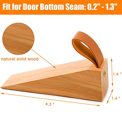 Wood Door Stopper, Solid Wooden Non-Slip Door Wedges, Sturdy And Durable Door Stop Wedge, Door Stopper Fit For Door Bottom Seam (0.2" - 1.3") 1 Pack #TOP2