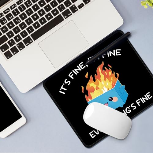 Image of FROGIGO Mouse Pad with Stitched Edges - Funny Mousepad for Women, 9.25 x 7.75 inch Washable Square Desk Pad, Non-Slip Rubber Base, Office Home Laptop Accessories - Blue Box on Fire