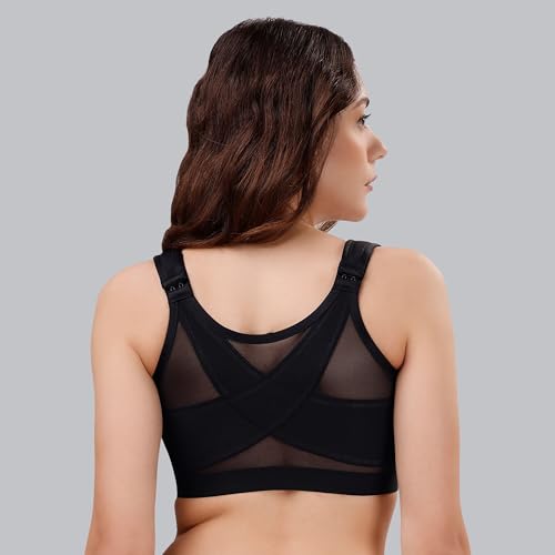 Image of SOIE Women Front Closure Full Coverage Non Padded Non Wired Posture Correction Bra
