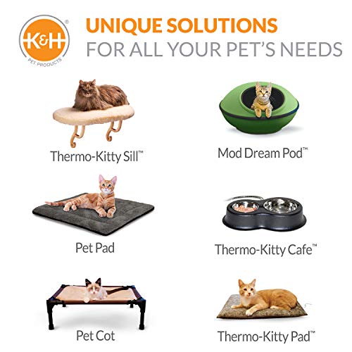 K&H Pet Products Thermo-Kitty Bed Heated Cat Bed Large 20 Inches Sage/Tan #TOP7