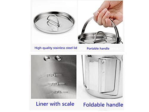 Znznang Outdoor Stainless Steel Kettle ，1.2L Mountaineering Camping Teapot， Portable Hanging Pot Cookware Coffee Pot Picnic Pot #TOP2
