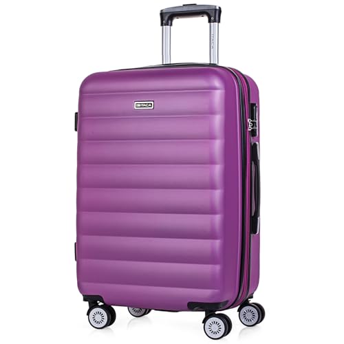 ITACA   Maleta Mediana con 4 Ruedas Giratorias para Viajes Largos Tipo Trolley Ideal como Maletas de Viaje Grandes 23 Kilos y Maleta Viaje Mediana Resistentes, Morado