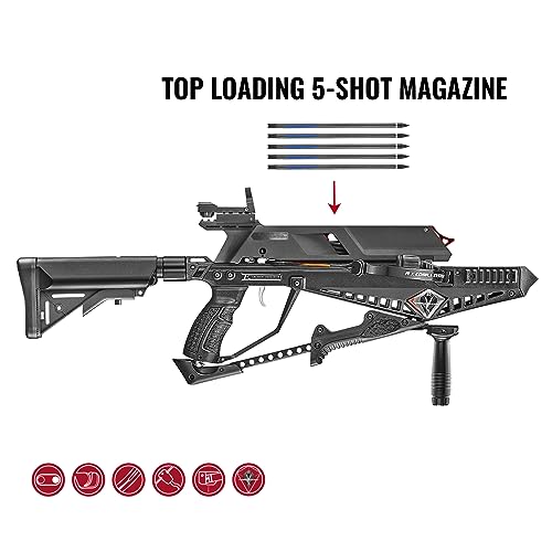 Repeating Adder Crossbow 130 lb Cross Bow with 5 Shot auto-loading Magazine Includes 15 Carbon Arrows Bolts. Urban Preppers, Bushcraft, Home Defense, Target Shooters, Small Game Bow Hunting