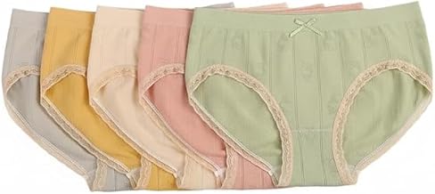 Seamless Mid Waist Panty, Traceless Japanese Style, Cotton Crotch, Lace Edge, Multicolor, Free Size,