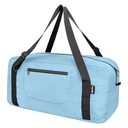 Image of HOLYLUCK Foldable Travel Duffel Bag For Women & Men Luggage Great for Gym - Large Light Blue