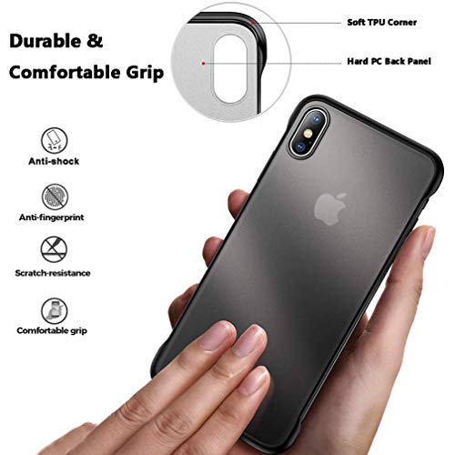 Image of REALCASE iPhone Xs | iPhone X Back Cover | Ultra Thin Translucent Matte Frameless TPU| Shockproof Bumper Back Cover Case for iPhone X /Xs (F-Black)