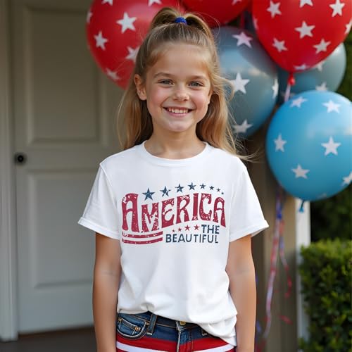 IZYJOY Girl Boy 4th of July Shirt Kid America The Beautiful T Shirt USA Flag Star Stripes Patriotic Short Sleeve Tees Tops3