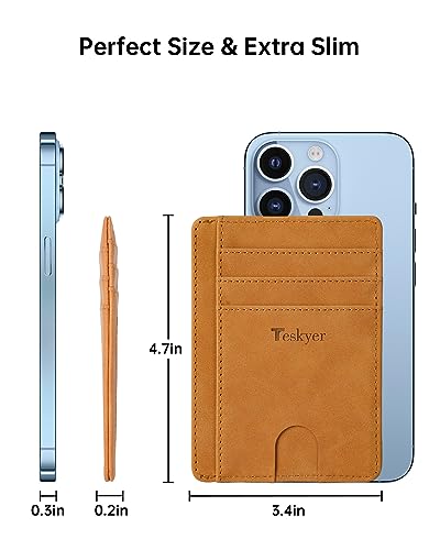 Image of Teskyer Slim Minimalist Wallet for Men, RFID Front Pocket Card Holder | Ultra Slim Front Pocket Design, 8 Card Slots, RFID Protection, Smooth Faux Leather for Everyday Carry