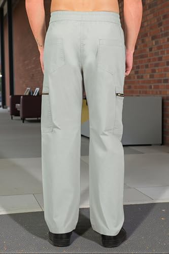 Image of RynoGear Oversized Cotton Cargo Pants for Men || Pant for Man || Wide Leg Cargo for Men || Brass Metal Zipper on Fly & Side Cargo Pockets