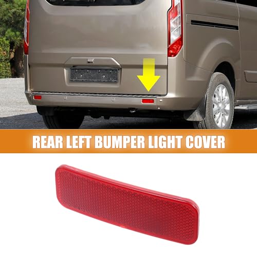 Image of X AUTOHAUX 1 Pcs Driver Side Rear Left Side Bumper Reflector for Ford Transit Connect 2014-2022 BK2Z-13A565-A ABS Red