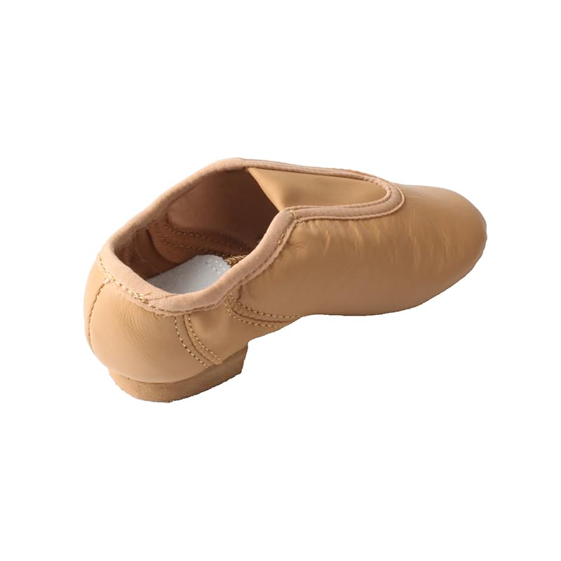 TMA EYES Girls' Slip-on Leather Dance Shoes, Comfortable and Non Slip(Apricot,2)