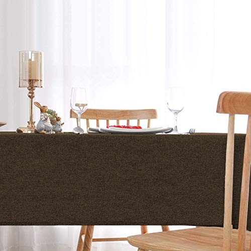 Image of Khooti Washable Jute Rectangular Table Cover Pack Of 1 Heat Resistant Table Cover For Kitchen Table /Dining Table Wedding Party, 60 X 100 Inches (Brown)