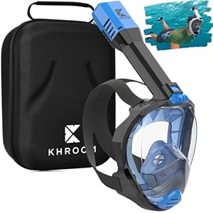 Khroom Full Face Snorkel Mask for Adults | New Valve Tech for Easy Breathing | 3X Larger Air Intake | Leak-Proof & Anti-Fog | Premium Snorkel Gear | Scuba Mask with Action Cam Mount