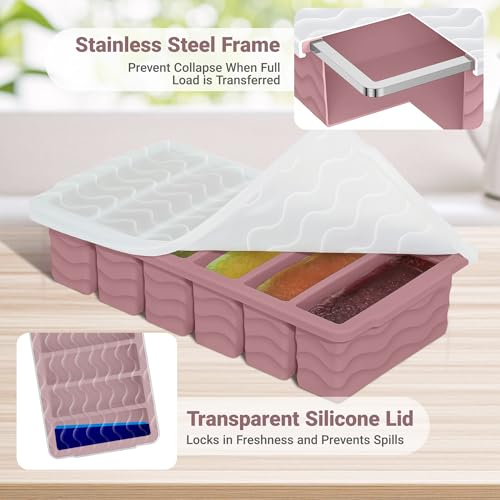 Image of 1 /2 Cup Silicone Freezer Molds with Lid, 2-Pack Silicone Freezer Trays for Soup, Sauce & Broth - Meal Prep Containers, Large Ice Cube Tray, Oven & Dishwasher Safe