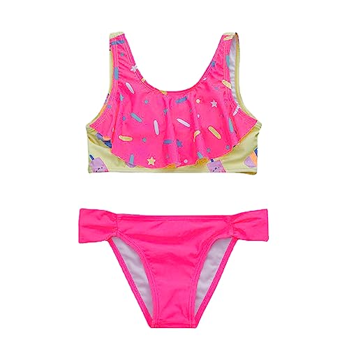 Two Piece Bikini for Girls Toddler Girl 2 Piece Swimsuit Sport Cartoon Prints High Waist Toddler Girl Swimsuit