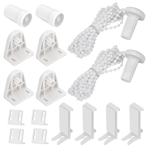 2 Juejos Repuestos para Estores Enrollables 17mm Kit Completo Mecanismo Embrague Plástico Sin Taladrar con Cadena Cuentas Soporte Persianas Opacas Dobles Instalación Fácil