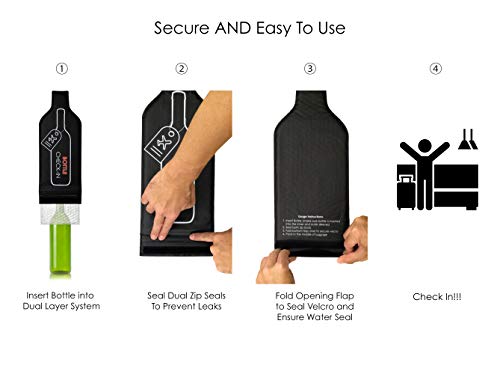 Image of 5-Pack Bottle Check-In Travel Bottle Protector. Reusable Bags Perfect for Packing Wine Liquor or Spirit Bottles in Checked Baggage /Luggage. Double Sleeve Two Ply Design for Superior Protection
