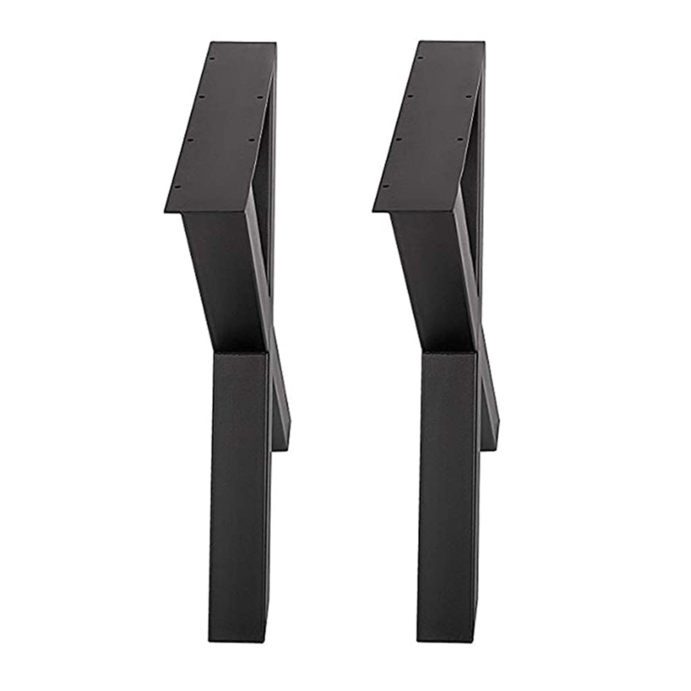 Fayelong Lot de 2 pieds de table industriels en acier X-Frame - Hauteur 70 cm x largeur 50 cm - Noir - Capacité de 200 kg - Facile à assembler