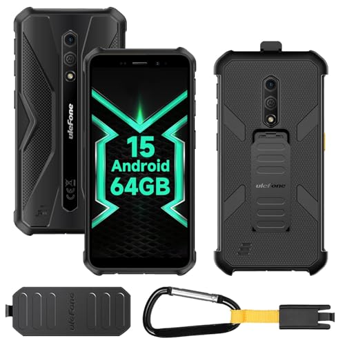 Ulefone Armor X12 Pro Rugged Smartphone, 10GB RAM, 64GB ROM, Android 15 Mobile Phones, IP68/69K Waterproof, 3-Card Slot, 13MP +8MP Camera, Octa Core, 5.45 inch Tough Screen, NFC, Black