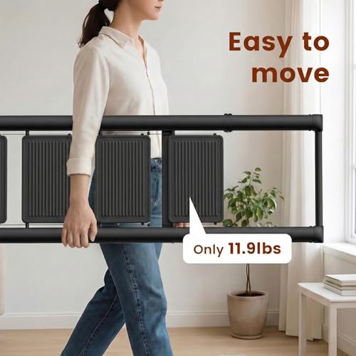 GameGem 4 Step Ladder Folding Iron Step Stool Stepladders with Anti-Slip and Wide Pedal for Home and Kitchen Use Space Saving (Black)