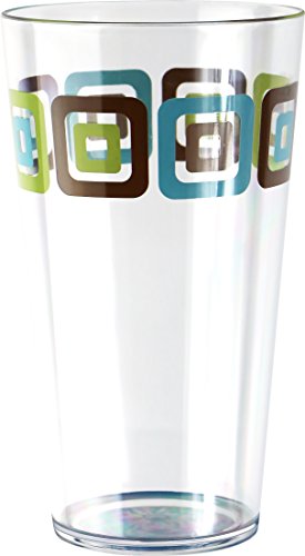 Reston Lloyd Corelle Coordinates Ice Tea Acrylic Drinkware Set of 6, Squared Pattern, Tumbler, multicolored