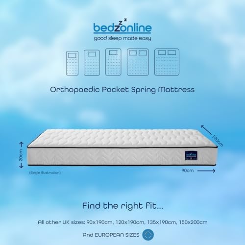 Pocket Sprung Mattress - 4ft Small Double (190 x 120 x 20cm) | Thick Medium Firmness Sleep Support | Orthopaedic, Motion Isolation & Pressure Relief | Cooling & Hypoallergenic image 2