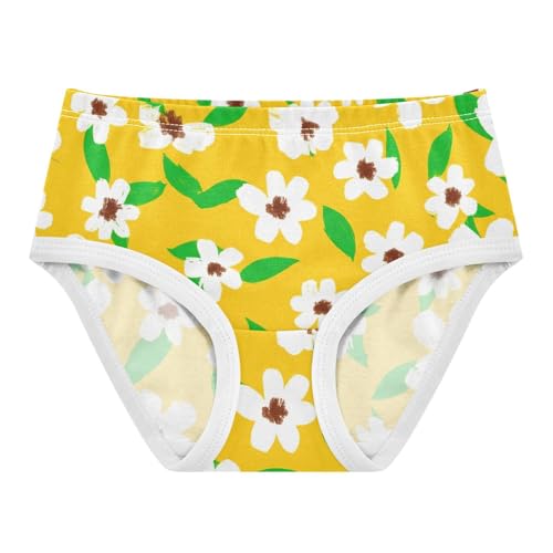 Cotton Toddler Girls Underwear White Flower Floral Bright Yellow Girl Panties Cute Pattern Briefs Kids Undies 2t