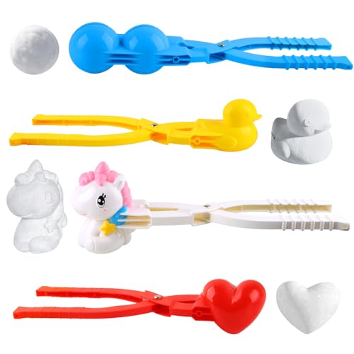Yanghad 4 Pièces Pince Boule de Neige, Gros Clip Boule de Neige, Jouet de Boules de Neige d'hiver, Jouets de Plage de Neige pour Enfants (B)