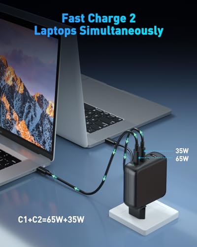 Chargeur USB C 100 W, Bloc Chargeur Rapide USB-C à 4 Ports Prise Compatible avec MacBook Pro/Air, iPad/Pro/Air/Mini, iPhone 16/15, Galaxy S24/S23 et Plus, PPS, Câble C vers C de 2 m Inclus – vue 4