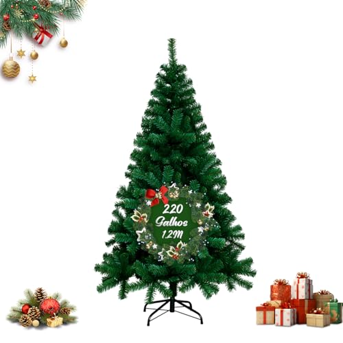 Árvore De Natal 1,20m Pinheiro Luxo 220 Galhos Cheia Resistente Pinheiro De Natal Tradicional Verde Premium Cheia — Realista e Elegante Natal Encantador Decoração de Casa