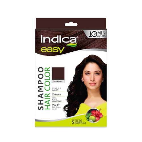 Image of Indica Hair Color Shampoo|Dark Brown|Pack of 12|25ml x 12