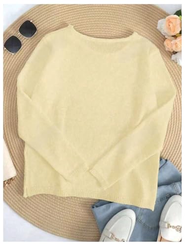 Image of Verdusa Women's Beach Cover Up Sweaters Letter Print Long Sleeve Crochet Crew Neck Knit Sweater Summer Tops