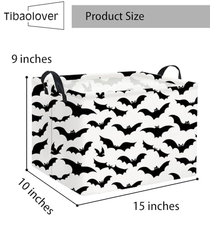 Image of Rectangular Batman Basket Kids Baby Storage Basket Cute Kids Toy Storage Bin Organizer Shelf Book Bat Room Decor(Black Bats)