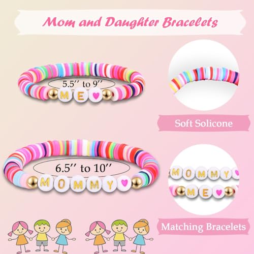 First Day of School Kindergarten Preschool Gifts for Girls, Mommy and Me Matching Bracelets Set, Back to School Gifts for Daughter from Mom 6