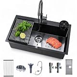 Lavello da incasso per cucina in acciaio inox con rubinetto e scolapiatti 80 * 50