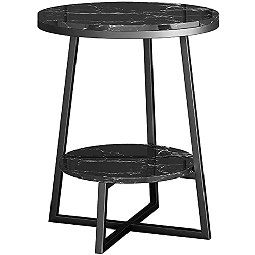 Mesa de Centro, Lujo de Lujo en la Esquina de sofá, Mesa Redonda de mármol Minimalista Moderno, Mesa de Noche de Dormitorio-Negro b_40 * 55 cm Cover