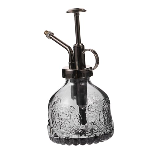 SOIMISS Botella de Riego de Transparente Vintage con Pulverizador para Plantas Diseño Europeo con Cabezal de Bronce para Jardinería Interior y Exterior
