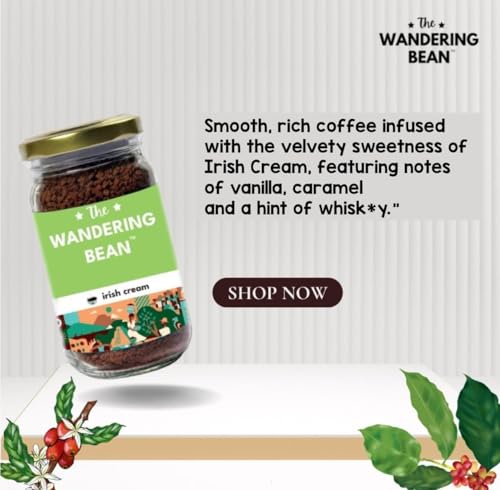 Image of The Wandering Bean Irish Cream Instant Coffee, This Coffee Shop Beverage at Home with Our Irish Cream! - 40gm