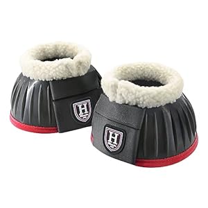 Harrison Howard Essential Rubber Bell Boots Touch-Close Overreach Boots with Fleece Pairs