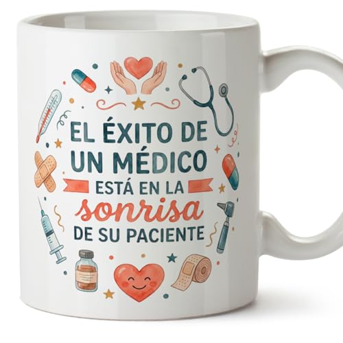 Imagen de MUGFFINS taza medico con frase El éxito está en la sonrisa de su paciente en Español regalo médico original para doctor
