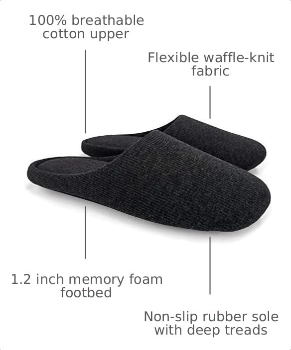 Image of ofoot Women's Non-Slip House Slippers - Lightweight Cotton Memory Foam Indoor Slip-On, Machine Washable & Foldable Travel Design for Home, Yoga, Narrow /Wide Fit Options