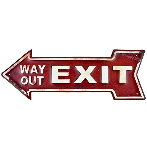 Dadeldo Living & Lifestyle Plaque en métal avec Inscription en Allemand Pfeil Exit Way Out Design rétro Rouge/crème 14 x 40 cm