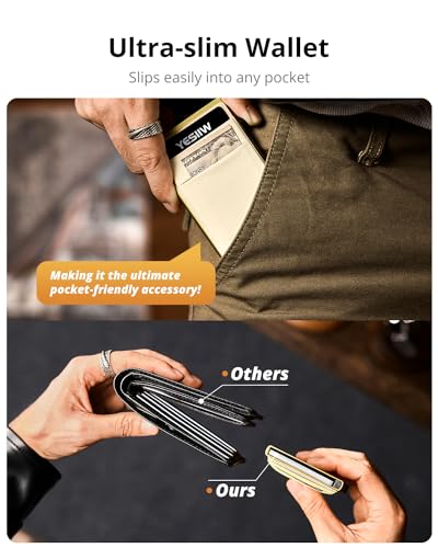 Image of YESIIW Credit Card Holder Wallet for Men RFID Blocking Slim Minimalist Metal Wallet with Money Pocket Contactless Card Protector