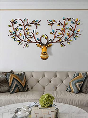 Erddcbb Creativity Metal Wall Decor Creative Wrought Iron Deer Head Iron Wall Sculpture Modern Colors Metal Wall Art Living Room Bedroom Sofa Background Wall Decoration #TOP6