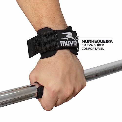 Strap de Musculação com Munhequeira Muvin - Ideal Para Levantamento de Peso - Strap em Algodão e Fec