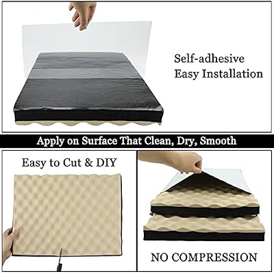 BXI Soundproofing Closed Cell Foam - 8 Pack Self-Adhesive 16'' X 12'' X 1'' Thickened Egg Crate Sound Proof Foam - Acoustic Foam Panels Great for Noise & Thermal Insulation (Beige)