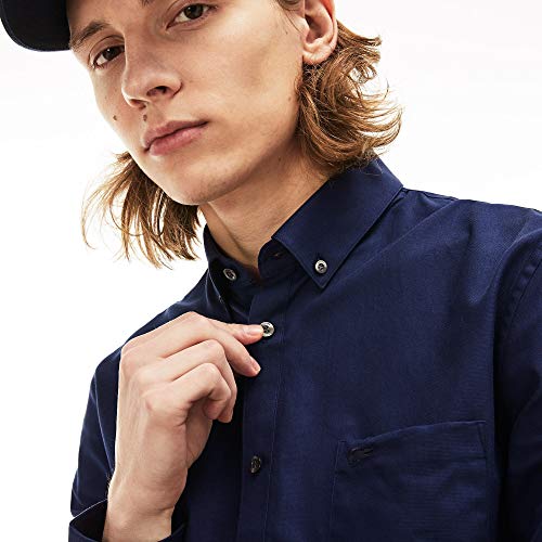 Camisa Regular Fit, Lacoste, Masculino, Azul Marinho, 39