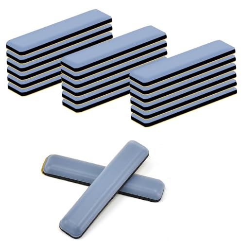 SLTAXAR 24 PCS Deslizadores de Muebles, Almohadillas de Teflón para Muebles Autoadhesivo, Deslizadores de Teflón para Atornillar, PTFE Almohadillas Deslizantes para Muebles Sillas Sofás Mesas -75x15mm